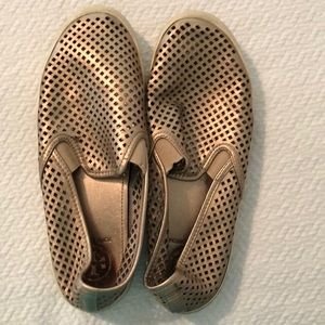 Tory Burch Gold Perforated Sneakers